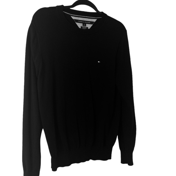 Tommy HilfigerMen Black Premium Cotton Crew Neck SweaterSz...